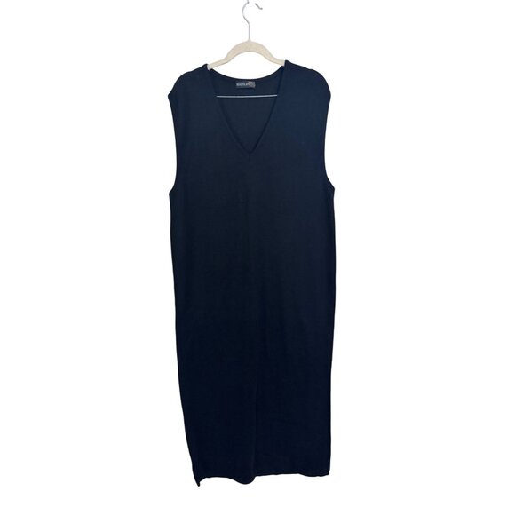 Harold's v neck sleeveless maxi knit sweater dress sz L academia prep minimalist - Picture 1 of 5